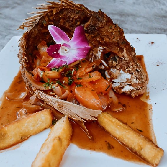 Pargo Frito / Fried Red Snapper with 2 Sides.